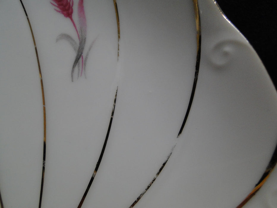 Yamaka Yam14, Pink Wheat, Gold Swirl Lines: Snack Set Plate & Cup