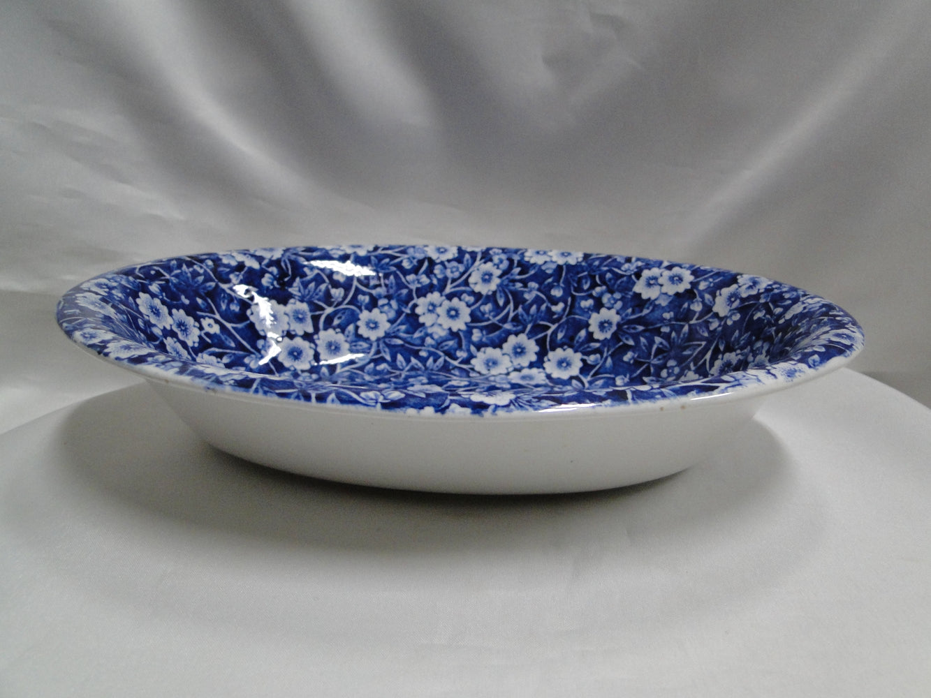 Staffordshire Calico Blue, Floral, Crownford: Oval Serving Bowl, 9 3/4"