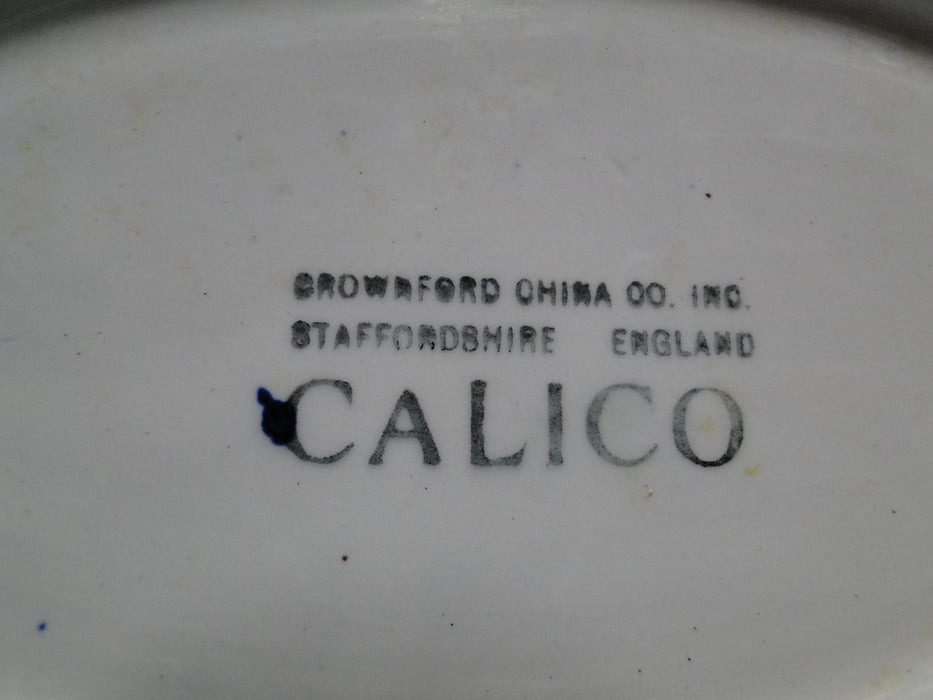 Staffordshire Calico Blue, Floral, Crownford: Oval Serving Bowl, 9 3/4"