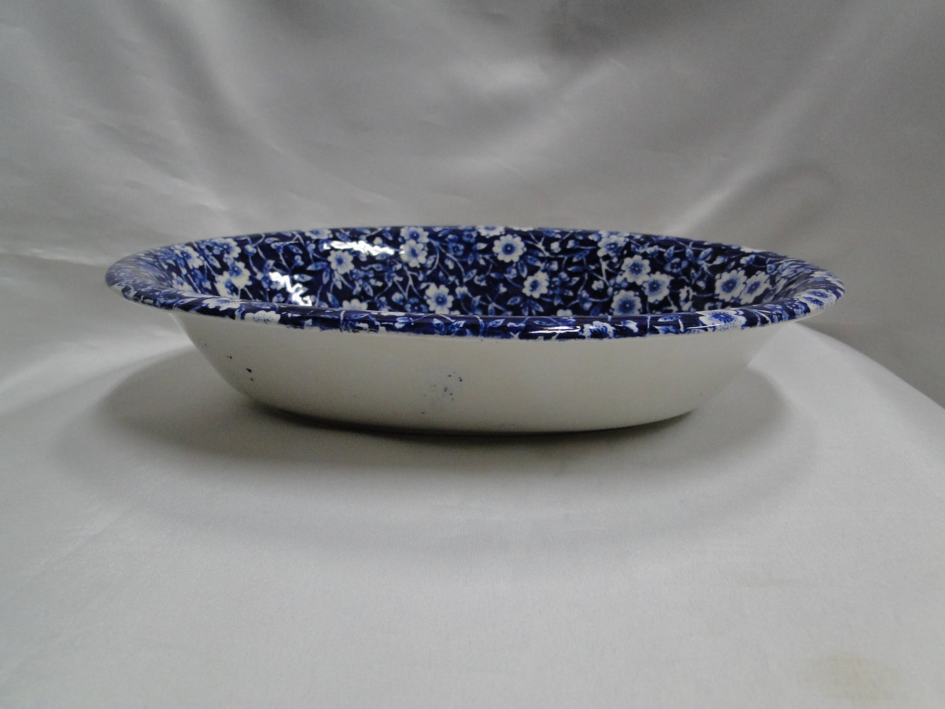 Staffordshire Calico Blue, Floral, Crownford: Oval Serving Bowl, 9 3/4", Crazing