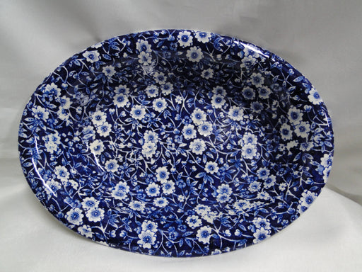 Staffordshire Calico Blue, Floral, Crownford: Oval Serving Bowl, 9 3/4", Crazing