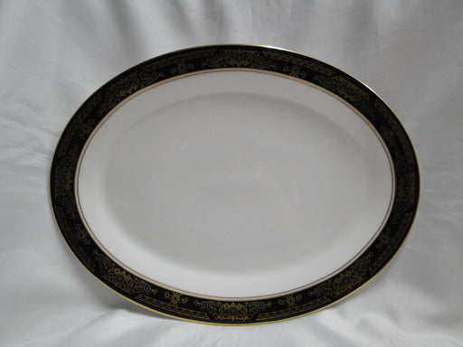 Royal Doulton Albany H5041, Black Rim: Oval Serving Platter, 13 3/8"