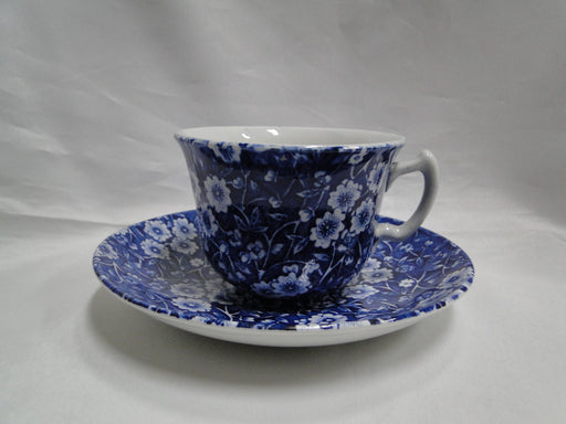 Staffordshire Calico Blue, Floral, Crownford: Cup & Saucer Set, 2 1/2", Crazing
