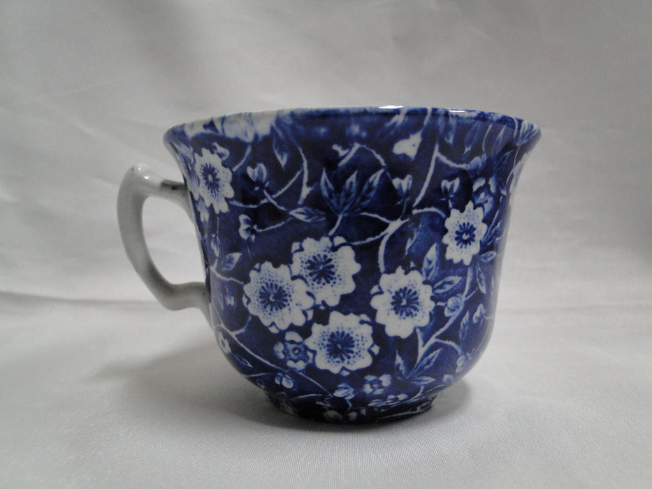 Staffordshire Calico Blue, Floral, Crownford: Cup & Saucer Set, 2 1/2", Crazing