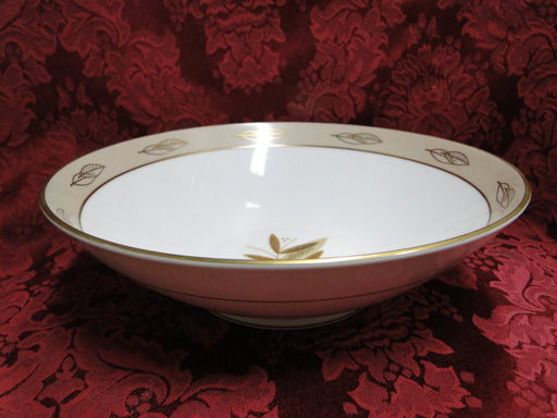 Noritake Fontana, 5580, Taupe Band, Gold Leaves: Round Serving Bowl, 7 3/4"