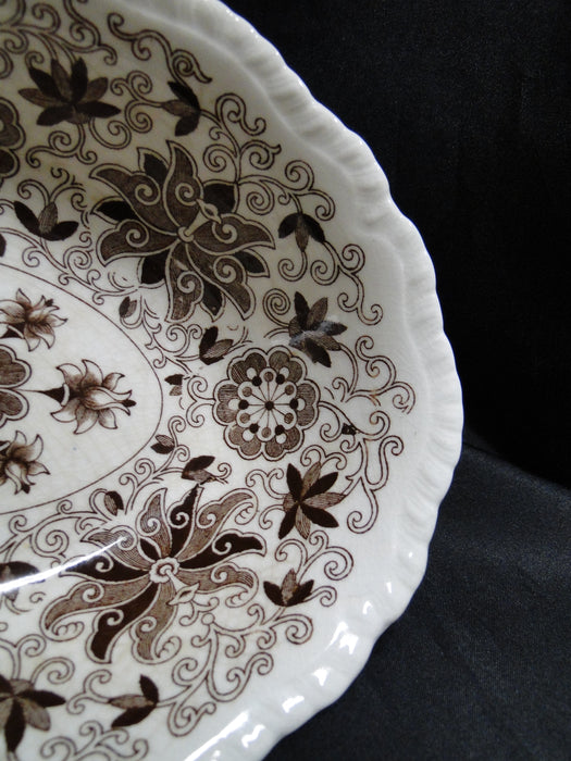 Mason's Bow Bells Brown, Flowers & Scrolls: Oval Serving Bowl, 9 3/4", Crazing
