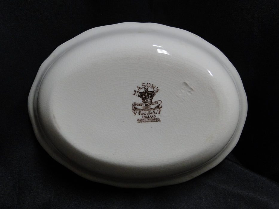 Mason's Bow Bells Brown, Flowers & Scrolls: Oval Serving Bowl, 9 3/4", Crazing