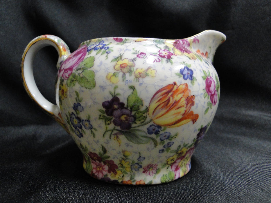 Victoria VIT89 Floral Chintz, Czechoslovakia: Creamer / Cream Pitcher, 3" Tall