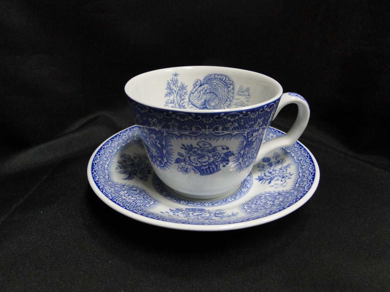 Spode Festival Blue, Turkey, Flower Baskets: Cup & Saucer Set (s), 2 5/8"