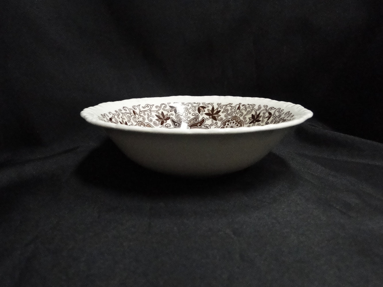 Mason's Bow Bells Brown, Flowers & Scrolls: Cereal Bowl (s), 6 1/4", Crazing