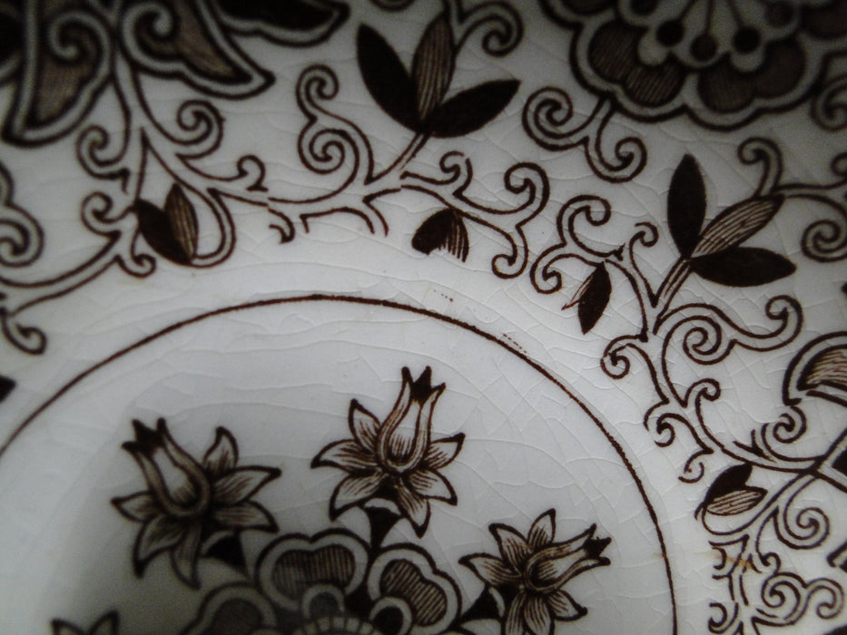 Mason's Bow Bells Brown, Flowers & Scrolls: Cereal Bowl (s), 6 1/4", Crazing