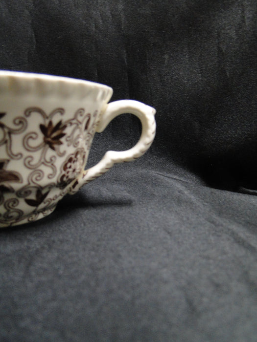Mason's Bow Bells Brown, Flowers & Scrolls: Cup & Saucer Set, 2 1/4" Tall