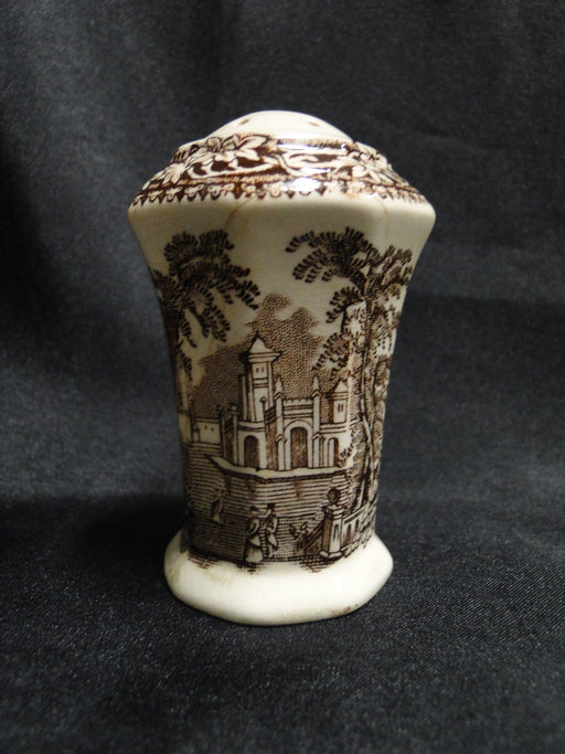 Mason's Vista Brown, Scene: Salt OR Pepper Shaker, 7 Holes, 3", Repaired, As Is