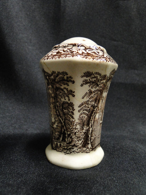 Mason's Vista Brown, Scene: Salt OR Pepper Shaker, 7 Holes, 3", Repaired, As Is
