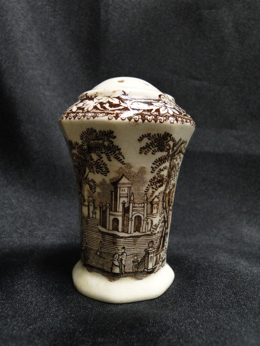 Mason's Vista Brown, Scene: Salt OR Pepper Shaker, 7 Holes, 3", Repaired, As Is
