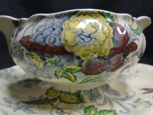 Royal Doulton The Kirkwood, Flowers & Fruit: Gravy w/ Attached Underplate, As Is