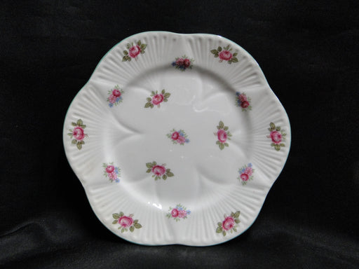 Shelley Rosebud, Pink Roses, Green Trim: Bread Plate (s), 6", Dainty