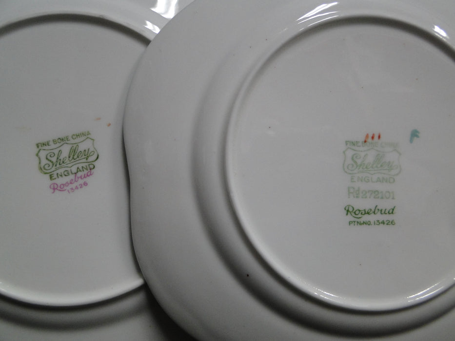 Shelley Rosebud, Pink Roses, Green Trim: Bread Plate (s), 6", Dainty