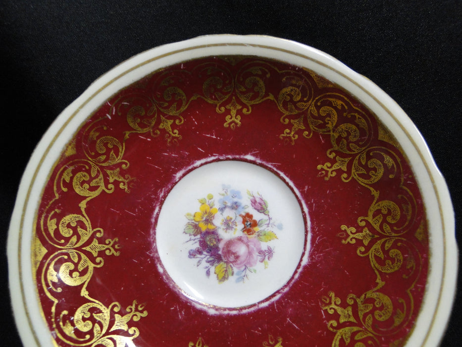 Aynsley Burgundy & Gold, Multicolored Florals: Cup & Saucer Set, 2 1/8"