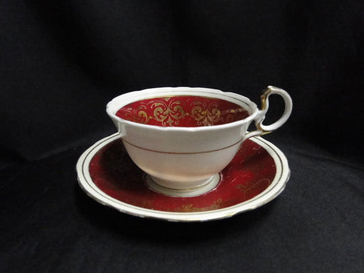Aynsley Burgundy & Gold, Multicolored Florals: Cup & Saucer Set, 2 1/8"