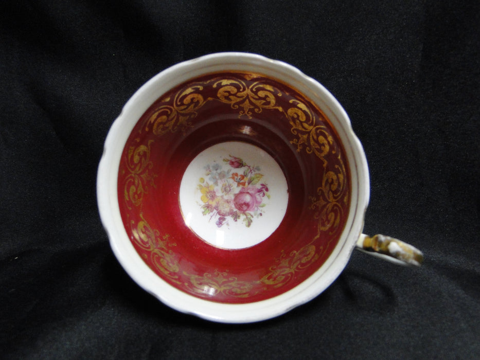 Aynsley Burgundy & Gold, Multicolored Florals: Cup & Saucer Set, 2 1/8"