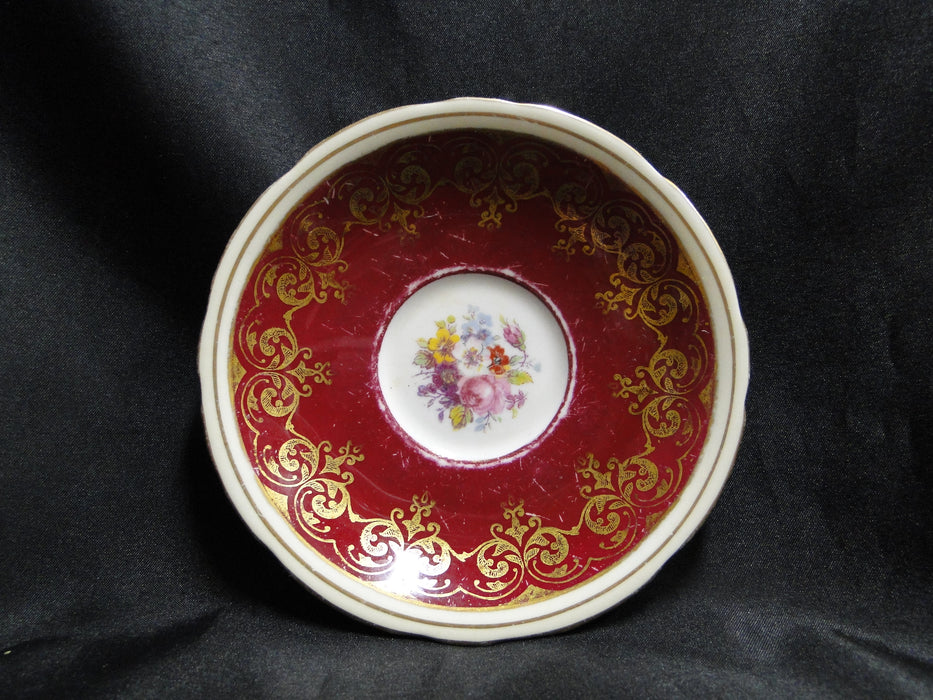 Aynsley Burgundy & Gold, Multicolored Florals: Cup & Saucer Set, 2 1/8"