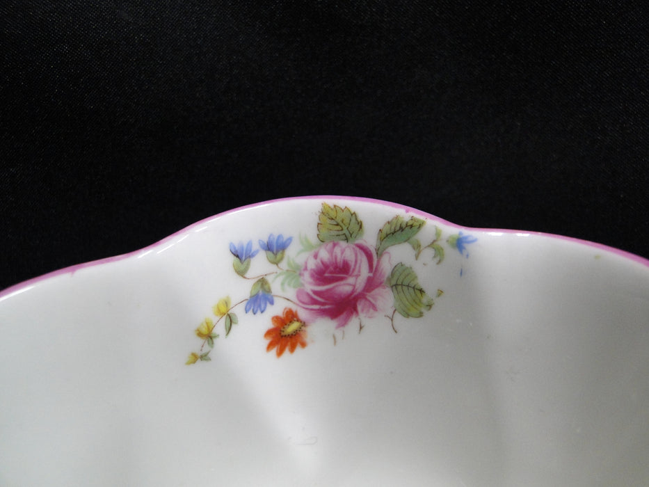 Shelley Rose & Red Daisy, Pink Trim: Open Sugar Bowl, 4 " x 2 3/8", Dainty