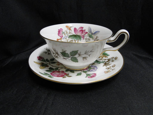 Wedgwood Charnwood, Flowers, Butterflies, Gold Trim: Cup & Saucer Set, 2 1/8"