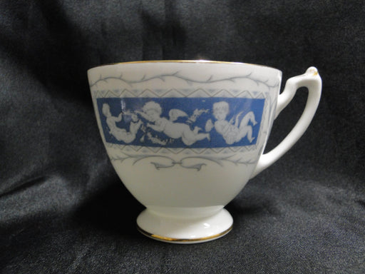 Coalport Revelry, Blue Panels, White Cupids: Cup & Saucer Set, 2 7/8" Tall