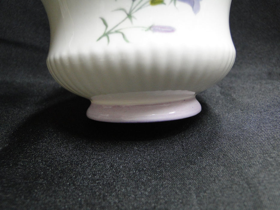 Rosina Queen's Harebell, Blue Flowers, Purple Trim: Open Sugar Bowl, 2 1/4" Tall