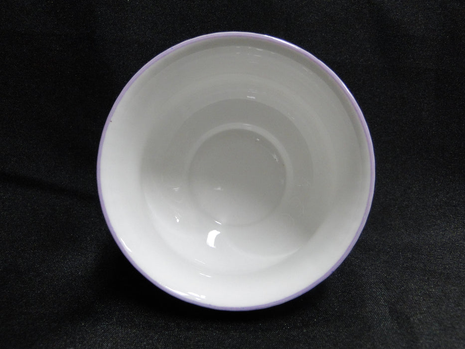 Rosina Queen's Harebell, Blue Flowers, Purple Trim: Open Sugar Bowl, 2 1/4" Tall