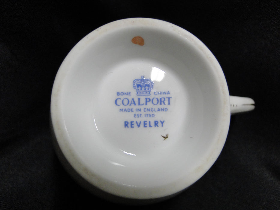 Coalport Revelry, Blue Panels, White Cupids: Cup & Saucer Set, 2 7/8" Tall