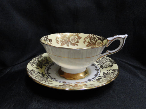 Royal Stafford Gold Flowers on Yellow Band: Cup & Saucer Set, 2 1/4" Tall