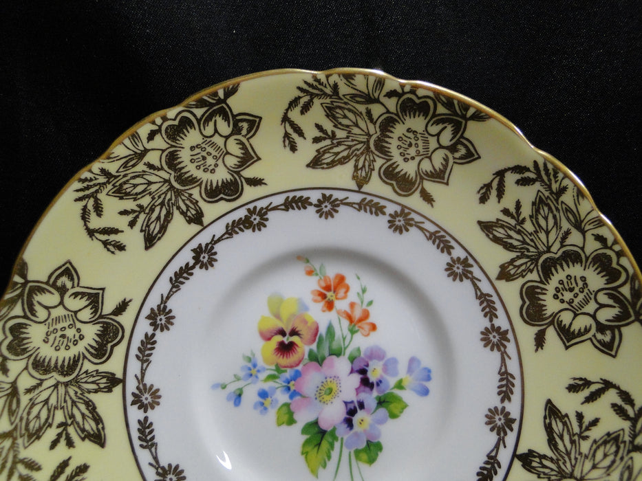 Royal Stafford Gold Flowers on Yellow Band: Cup & Saucer Set, 2 1/4" Tall