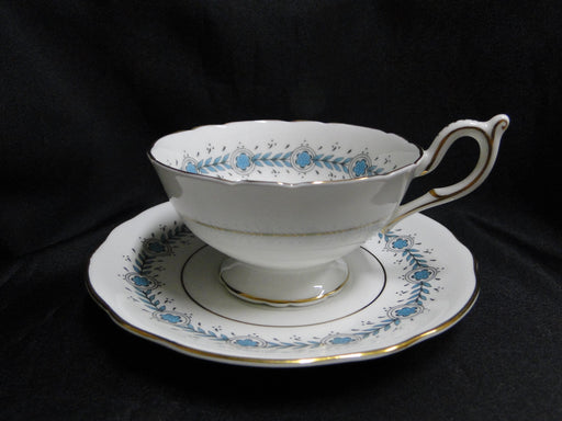 Coalport Regent, Aqua Laurel & Flowers, Gold Trim: Cup & Saucer Set, 2 1/8" Tall