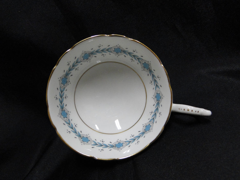 Coalport Regent, Aqua Laurel & Flowers, Gold Trim: Cup & Saucer Set, 2 1/8" Tall