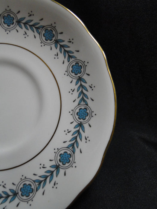 Coalport Regent, Aqua Laurel & Flowers, Gold Trim: Cup & Saucer Set, 2 1/8" Tall