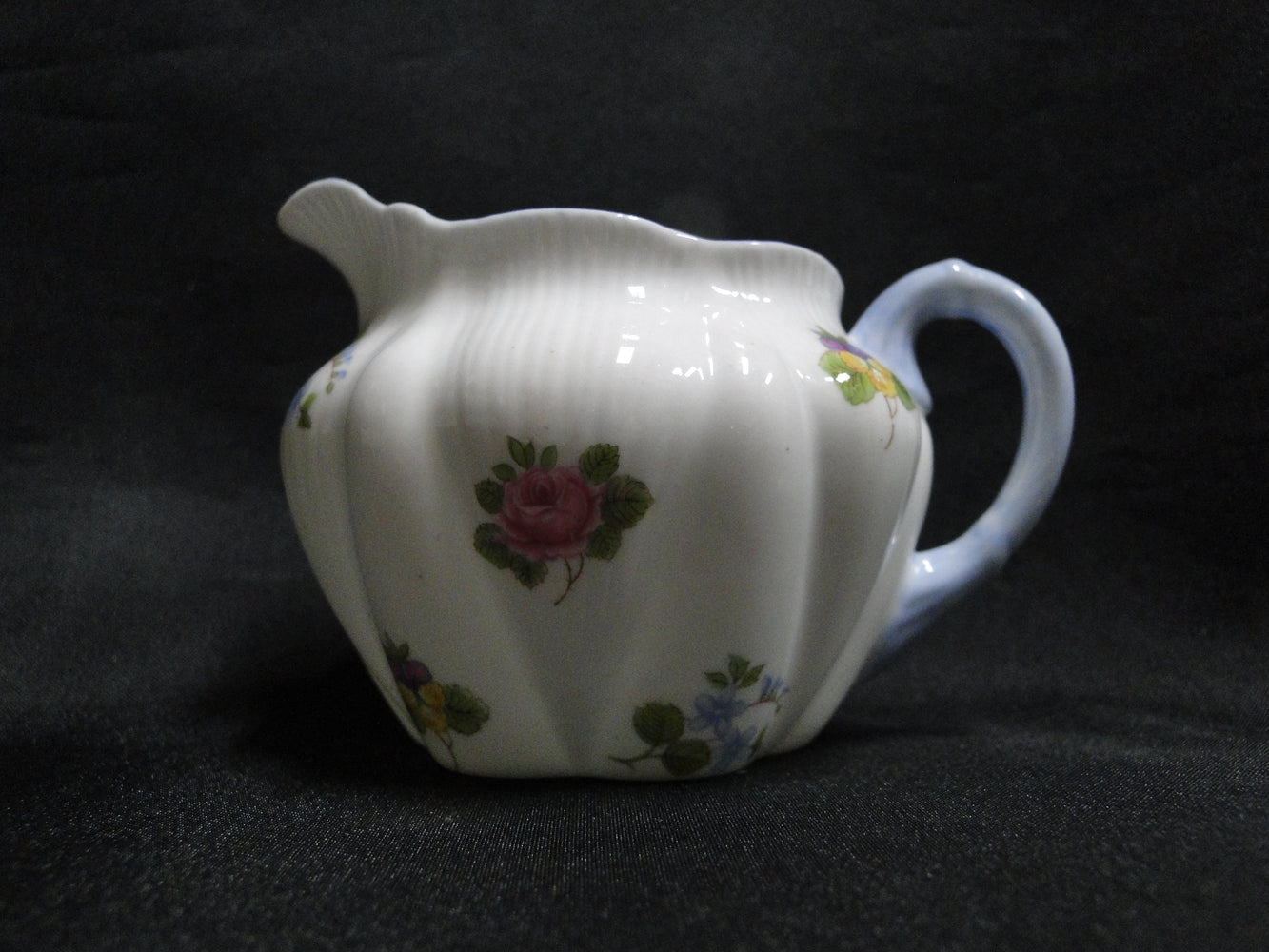 Shelley Rose, Pansy, Forget-Me_Not, Blue Trim: Mini Creamer, 2 3/4", Dainty