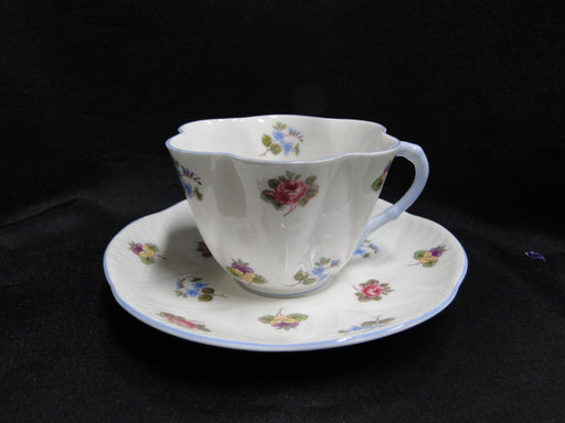 Shelley Rose, Pansy, Forget-Me_Not, Blue Trim: Cup & Saucer Set, 2 3/8", Dainty