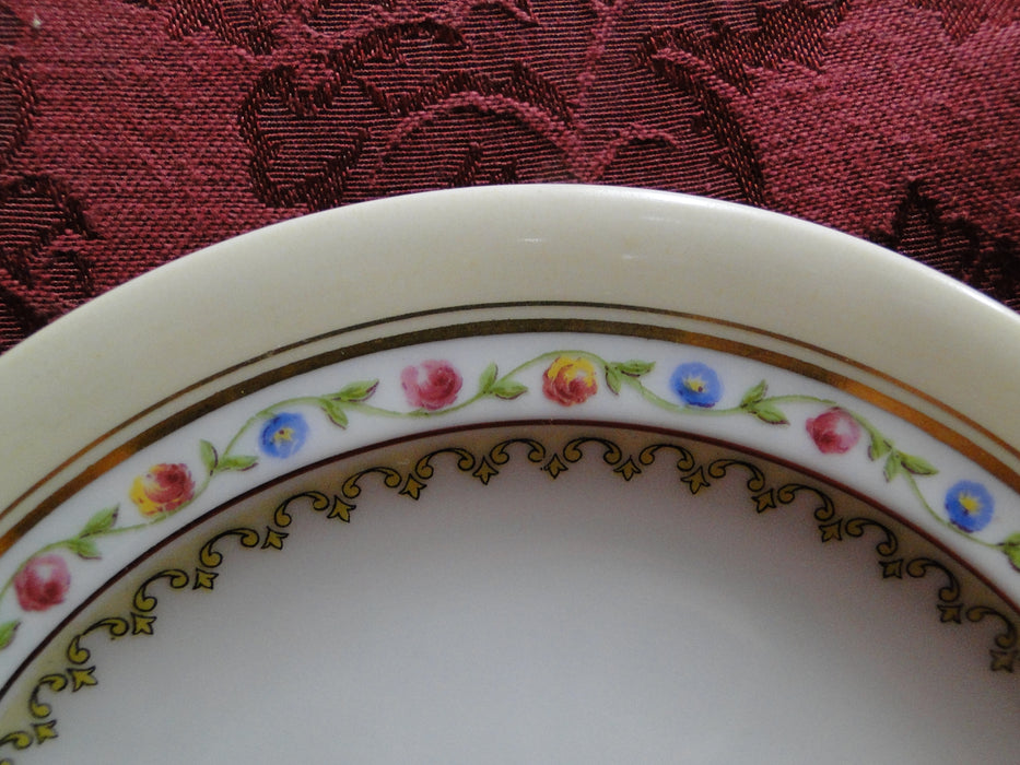 Raynaud RYD2: Tan Rim, Floral Center, Rose Trim: Bread Plate (s), 6 1/8"