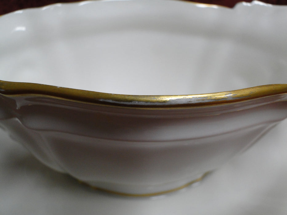 Redon, M (PL Limoges), White, Embossed, Gold Trim: Gravy w/ Attached Underplate