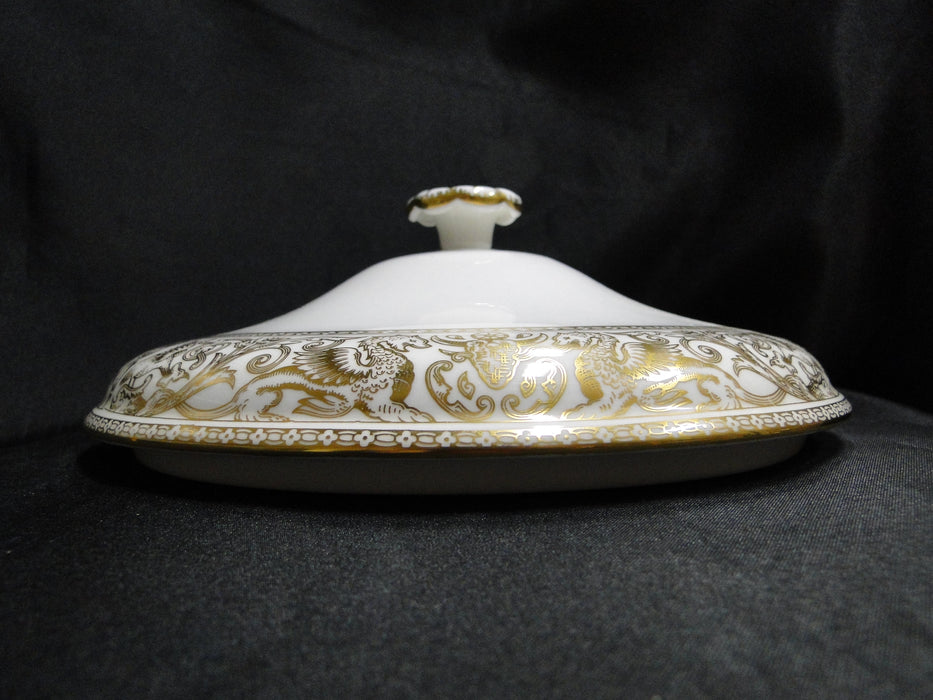 Wedgwood Gold Florentine, Dragons on White: Round Serving Bowl w/ Lid