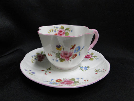 Shelley Rose & Red Daisy, Pink Trim: Cup & Saucer Set (s), 2 3/8", Dainty