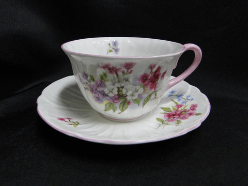 Shelley Stocks, Pink Flowers & Trim: Cup & Saucer Set, 2 3/8", Oleander