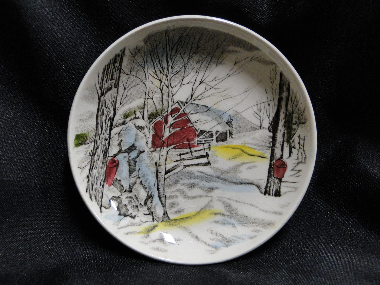 Johnson Brothers Friendly Village, England: Coaster w/ Maples, 4 1/8", Crazing