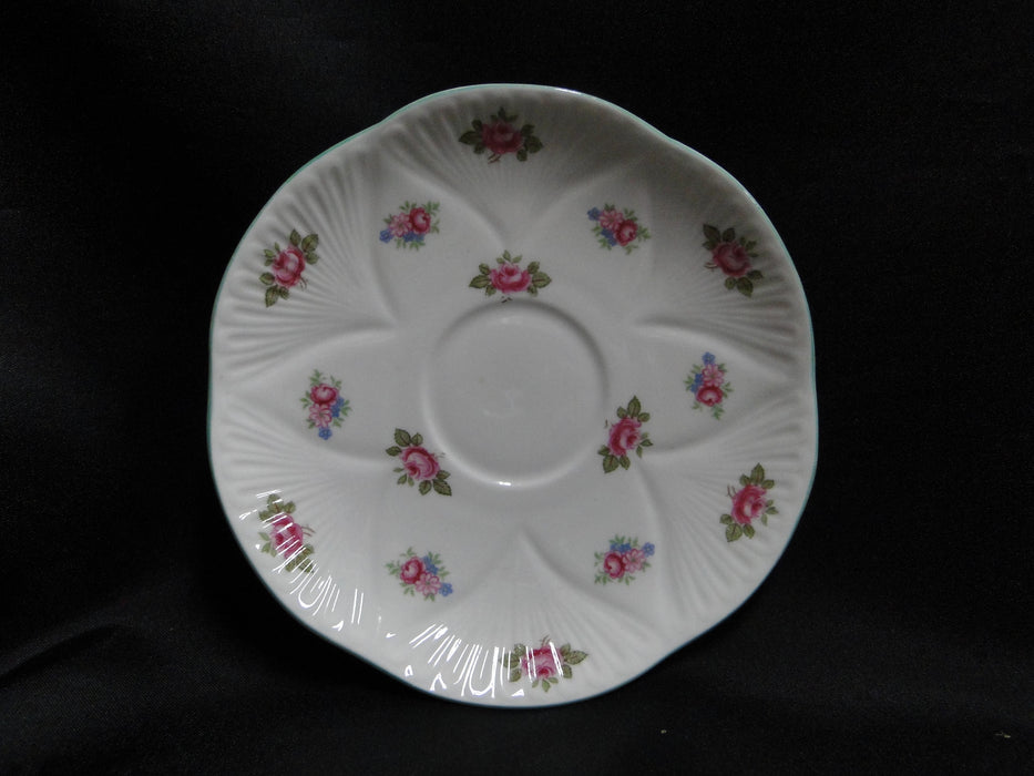 Shelley Rosebud, Pink Roses, Green Trim: Cup & Saucer Set, 2 1/2", Dainty