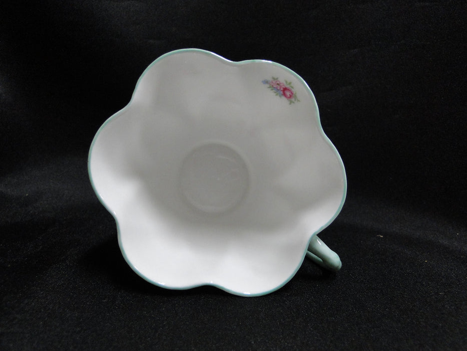 Shelley Rosebud, Pink Roses, Green Trim: Cup & Saucer Set, 2 1/2", Dainty