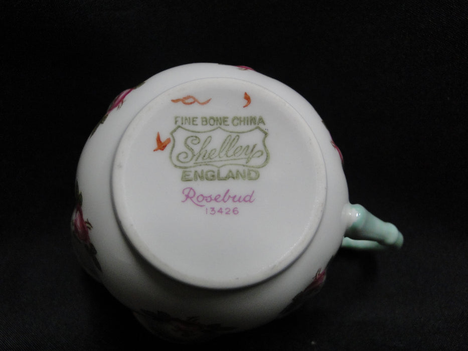 Shelley Rosebud, Pink Roses, Green Trim: Cup & Saucer Set, 2 1/2", Dainty