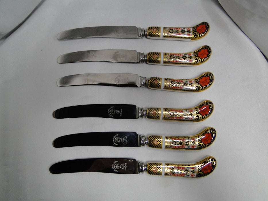 Royal Crown Derby Old Imari: Boxed Set of Six Tea / Butter Knives, 7 1/4" Long