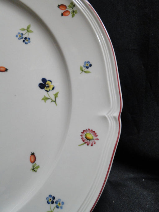 Villeroy & Boch Petite Fleur, Small Flowers, Red Trim: Round Platter, 12 1/2"